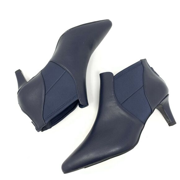 Easy Street Saint Faux Leather Ankle Boot Navy 10W - Picture 4 of 7